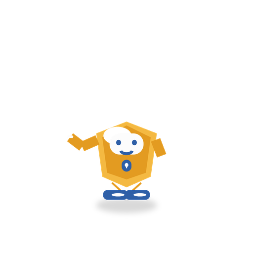 Маскот Ингосстрах показывает в сторону